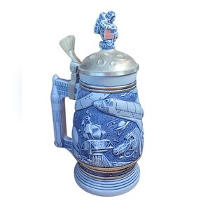 Avon Conquest Of Space Blue and Silver Space-Themed Beer Stein